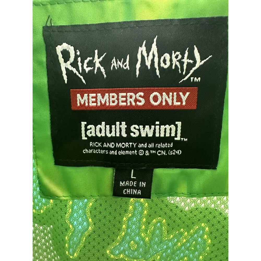 Members Only Jacket Size Large Adult Swim Rick and Morty Green Zip Up NWTs - Picture 6 of 13